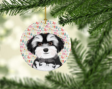 Load image into Gallery viewer, Shih-Tzu Black and White #2 Christmas Ceramic Ornament