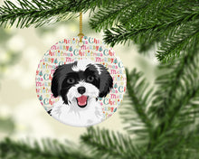 Load image into Gallery viewer, Shih-Tzu Black and White #3 Christmas Ceramic Ornament