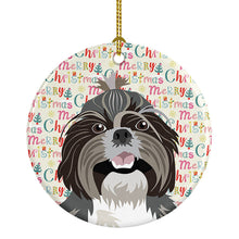 Load image into Gallery viewer, Shih-Tzu Silver and White #2 Christmas Ceramic Ornament