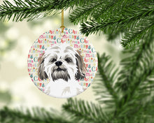 Load image into Gallery viewer, Shih-Tzu Silver Gold and White #1 Christmas Ceramic Ornament