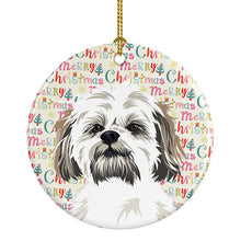Load image into Gallery viewer, Shih-Tzu Silver Gold and White #1 Christmas Ceramic Ornament