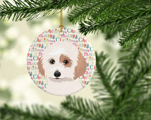 Load image into Gallery viewer, Shih-Tzu White and Red Christmas Ceramic Ornament