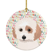 Load image into Gallery viewer, Shih-Tzu White and Red Christmas Ceramic Ornament