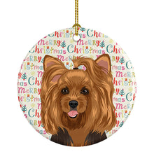 Load image into Gallery viewer, Yorkie Black and Gold #1 Christmas Ceramic Ornament