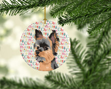 Load image into Gallery viewer, Yorkie Black and Gold #2 Christmas Ceramic Ornament