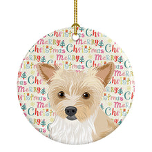 Load image into Gallery viewer, Yorkie Parti Christmas Ceramic Ornament