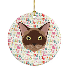 Load image into Gallery viewer, Burmese Cat Christmas Ceramic Ornament