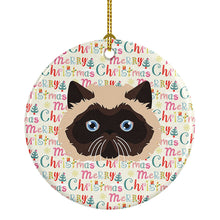 Load image into Gallery viewer, Colorpoint Persian Hymalayan Cat Christmas Ceramic Ornament