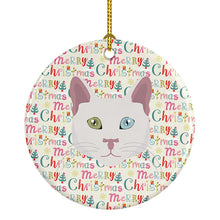 Load image into Gallery viewer, Khao Manee Cat Christmas Ceramic Ornament