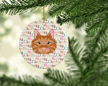 Load image into Gallery viewer, Kurilian Bobtail Cat Christmas Ceramic Ornament