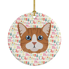 Load image into Gallery viewer, Manx Cat Christmas Ceramic Ornament