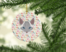 Load image into Gallery viewer, Ojos Azules Cat Christmas Ceramic Ornament