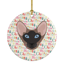 Load image into Gallery viewer, Oriental Bicolor Cat Christmas Ceramic Ornament