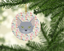 Load image into Gallery viewer, Russian Blue Cat Christmas Ceramic Ornament
