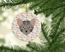 Load image into Gallery viewer, Safari Cat Christmas Ceramic Ornament