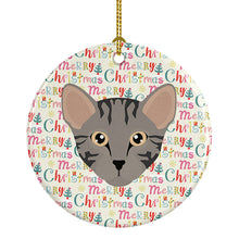 Load image into Gallery viewer, Safari Cat Christmas Ceramic Ornament