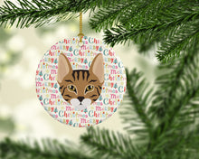 Load image into Gallery viewer, Savannah Cat Christmas Ceramic Ornament