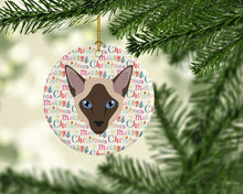 Load image into Gallery viewer, Siamese Modern Cat Christmas Ceramic Ornament