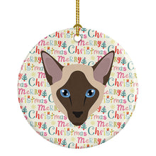 Load image into Gallery viewer, Siamese Modern Cat Christmas Ceramic Ornament