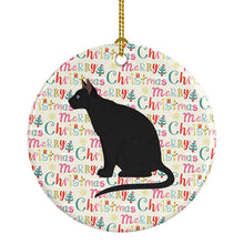 Load image into Gallery viewer, Ojos Azules Cat Christmas Ceramic Ornament