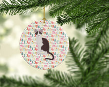 Load image into Gallery viewer, Oriental Bicolor Cat Christmas Ceramic Ornament