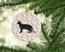 Load image into Gallery viewer, Chausie Black Cat Christmas Ceramic Ornament