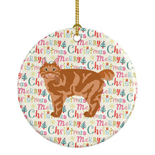 Load image into Gallery viewer, Kurilian Bobtail Cat Christmas Ceramic Ornament