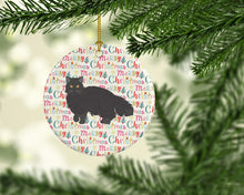 Load image into Gallery viewer, Black Persian Traditional Cat Christmas Ceramic Ornament