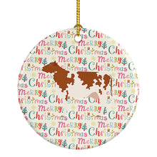 Load image into Gallery viewer, Ayrshire Cow Christmas Ceramic Ornament