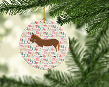 Load image into Gallery viewer, Miniature Mediterranian Donkey Christmas Ceramic Ornament