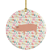 Load image into Gallery viewer, American Landrace Pig Christmas Ceramic Ornament