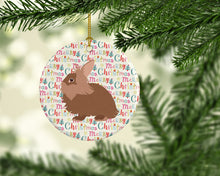 Load image into Gallery viewer, Lionhead Rabbit Christmas Ceramic Ornament