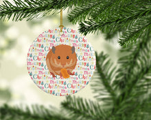 Load image into Gallery viewer, Teddy Bear Hamster Christmas Ceramic Ornament