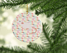 Load image into Gallery viewer, White Domestic Mouse Christmas Ceramic Ornament