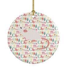 Load image into Gallery viewer, White Domestic Mouse Christmas Ceramic Ornament