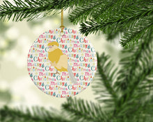 Load image into Gallery viewer, French Curly Canary Christmas Ceramic Ornament