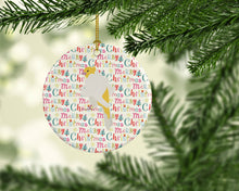 Load image into Gallery viewer, Parisian Trumpeter Canary Christmas Ceramic Ornament