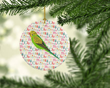 Load image into Gallery viewer, Budgerigar Christmas Ceramic Ornament