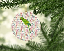 Load image into Gallery viewer, Ring-Necked Parakeet Christmas Ceramic Ornament