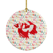 Load image into Gallery viewer, Veil Tail Betta Christmas Ceramic Ornament