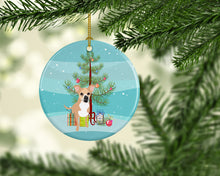 Load image into Gallery viewer, Chihuahua Gold and White Christmas Ceramic Ornament