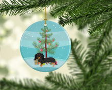 Load image into Gallery viewer, Dachshund Black and Tan #2 Christmas Ceramic Ornament