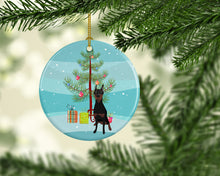 Load image into Gallery viewer, Doberman Pinscher Black Cropped Ears Christmas Ceramic Ornament