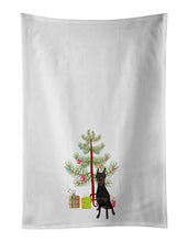 Load image into Gallery viewer, Doberman Pinscher Black Cropped Ears Christmas White Kitchen Towel Set of 2