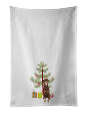 Load image into Gallery viewer, Doberman Pinscher Red and Rust Natural Ears #1 Christmas White Kitchen Towel Set of 2