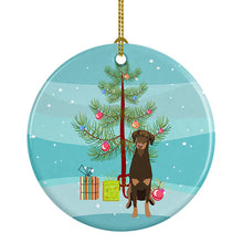 Load image into Gallery viewer, Doberman Pinscher Red and Rust Natural Ears #2 Christmas Ceramic Ornament