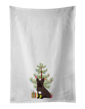 Load image into Gallery viewer, French Bulldog Brindle #1 Christmas White Kitchen Towel Set of 2