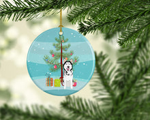 Load image into Gallery viewer, Siberian Husky Black and White #1 Christmas Ceramic Ornament