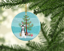 Load image into Gallery viewer, Siberian Husky Black and White #3 Christmas Ceramic Ornament