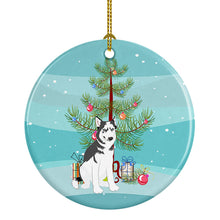 Load image into Gallery viewer, Siberian Husky Silver and White #2 Christmas Ceramic Ornament
